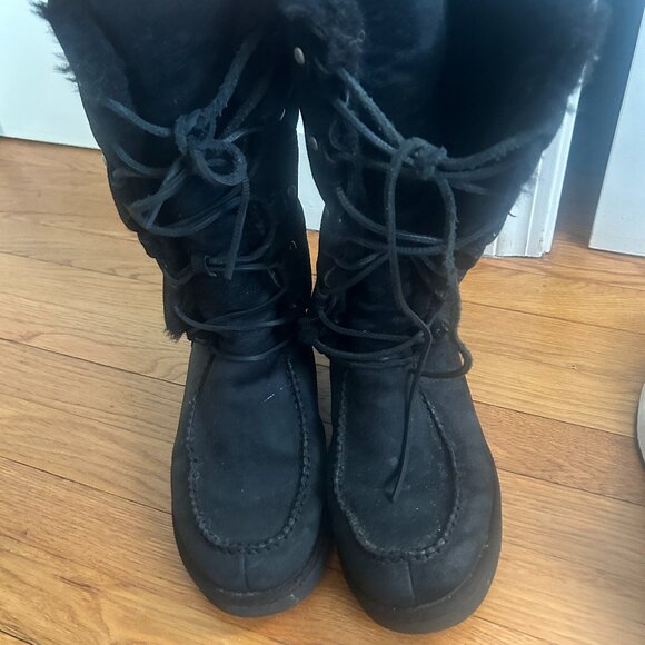UGG Women’s Appalachian Tall Black Suede Boots – Size 10 - Picture 1 of 5